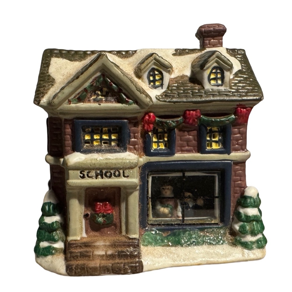 Wellington Square Collection Christmas Schoolhouse Figurine